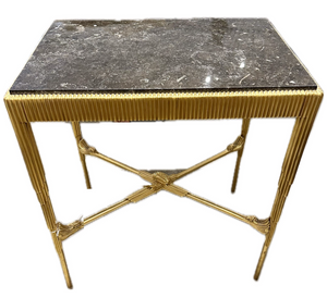 Marble Top and 24K Gold Gilded Frame Table