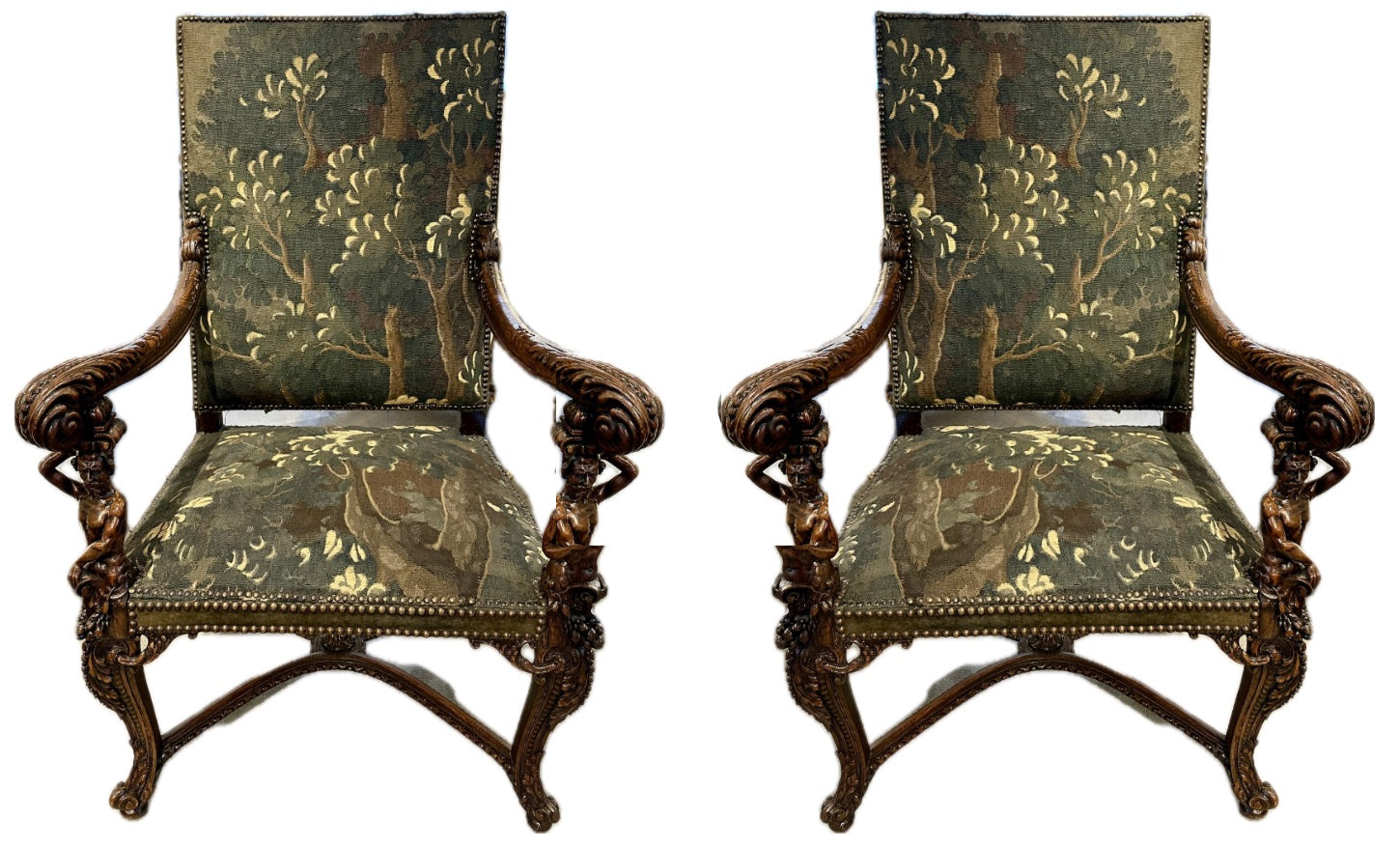 Late 19th c Carved Wood Armchairs