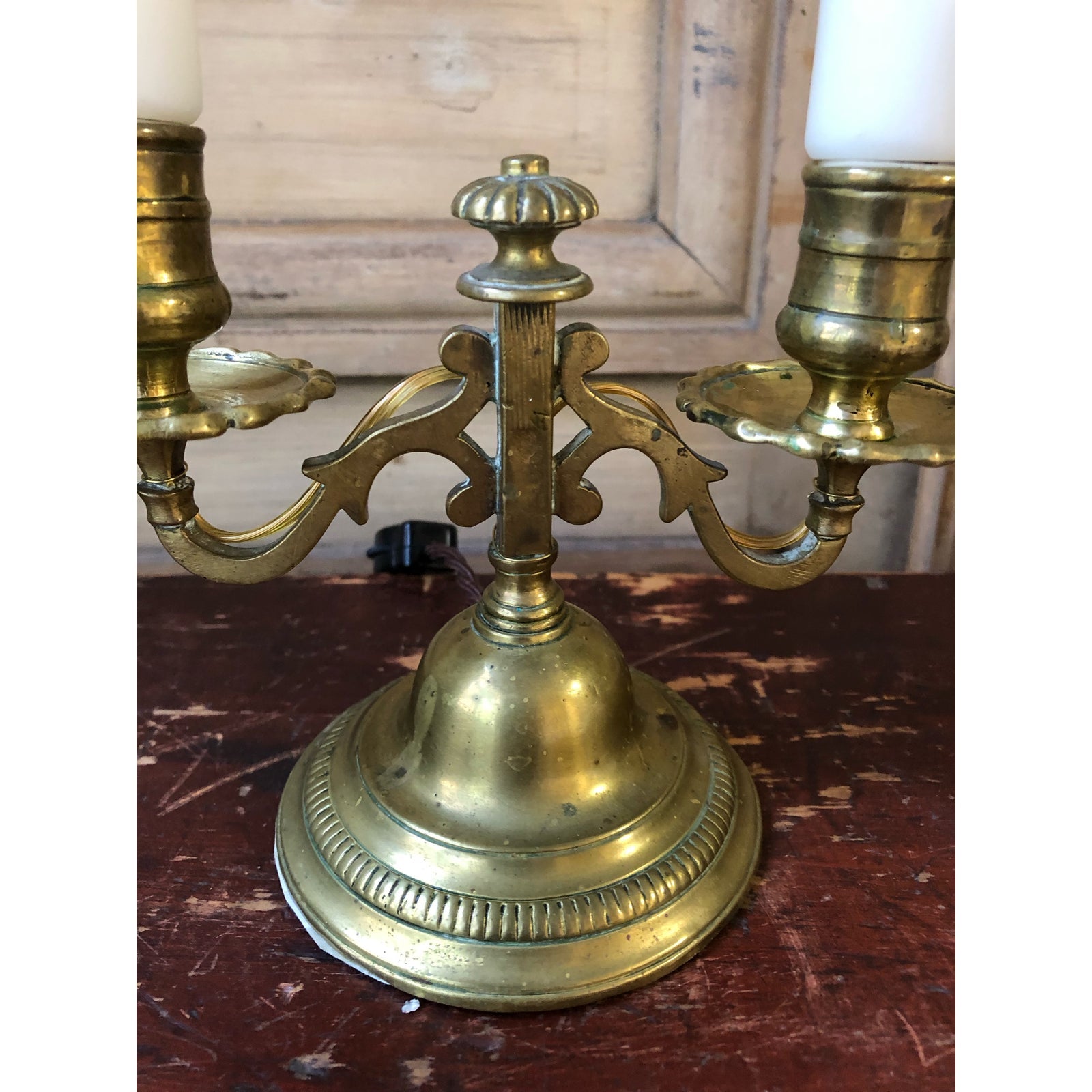19th Century Brass Two-Arm Lamp