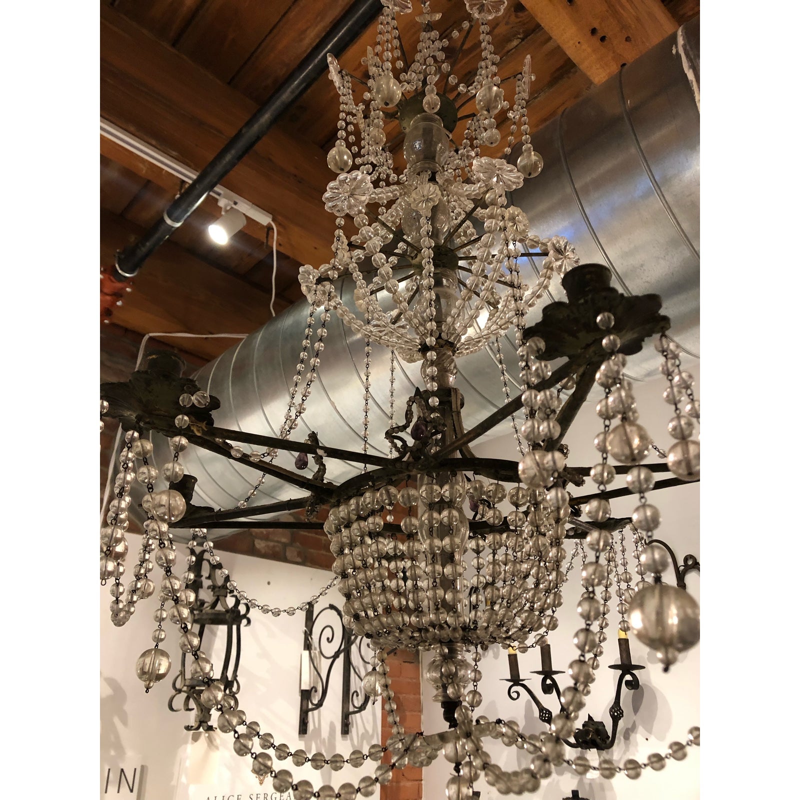 19th Century French Crystal Hanging Chandelier