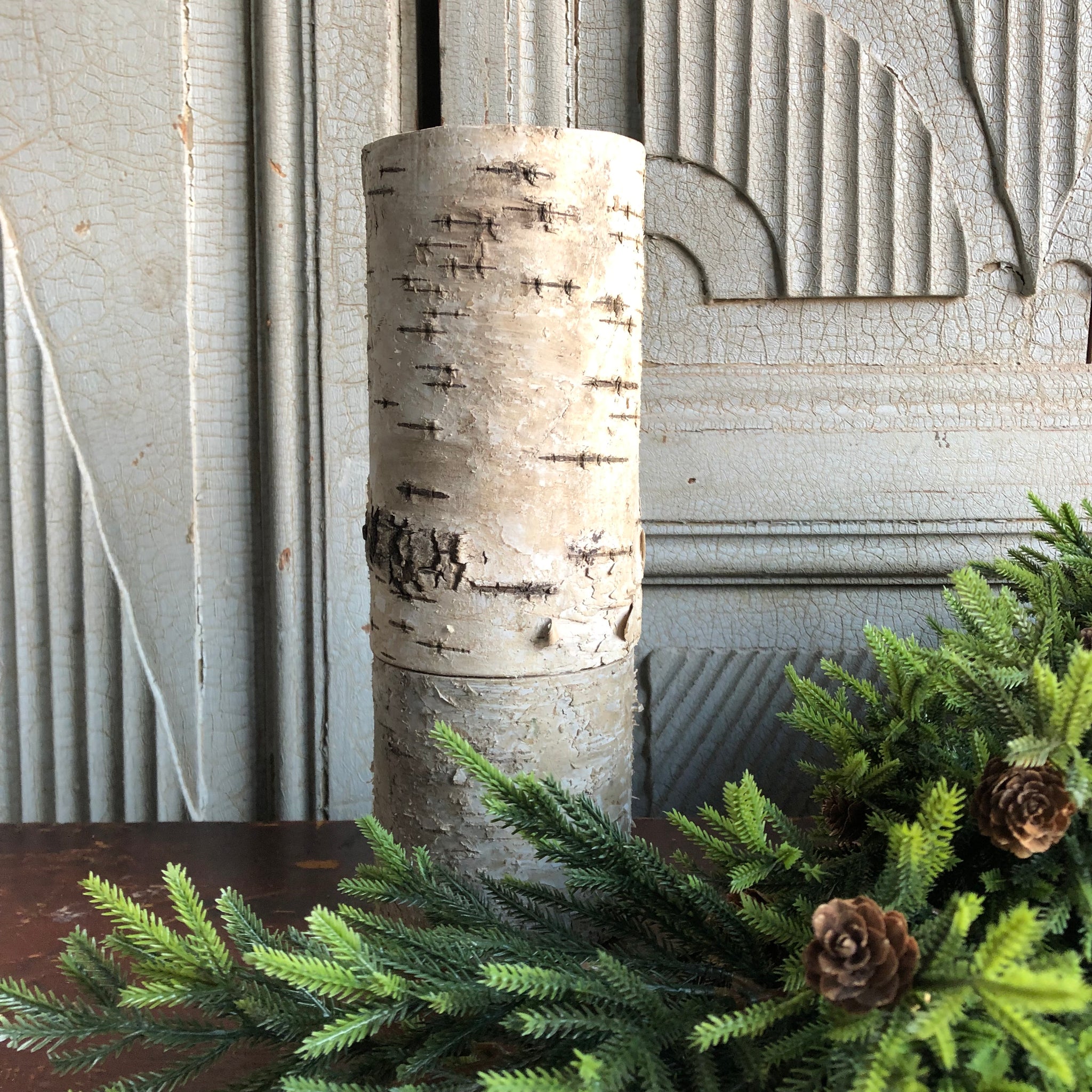 Tall Birch Wrapped Candle
