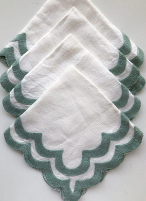 Scallop Napkins in Artichoke, Set of Four