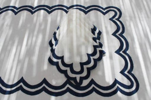 Scalloped Tablecloth in Indigo