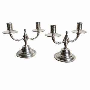 Antique Two-Arm Silver Plate Candlesticks