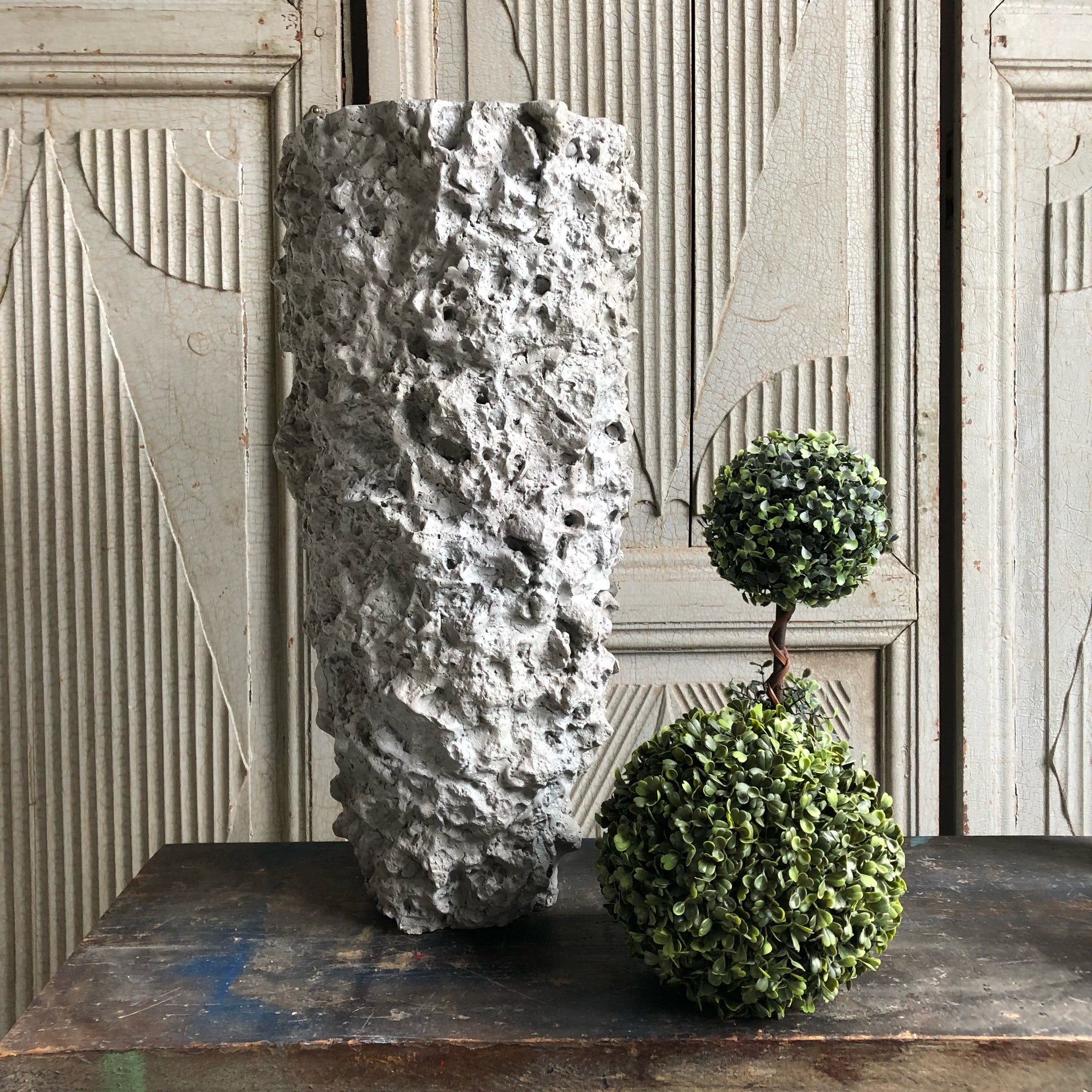 Grey Resin Rock Vase