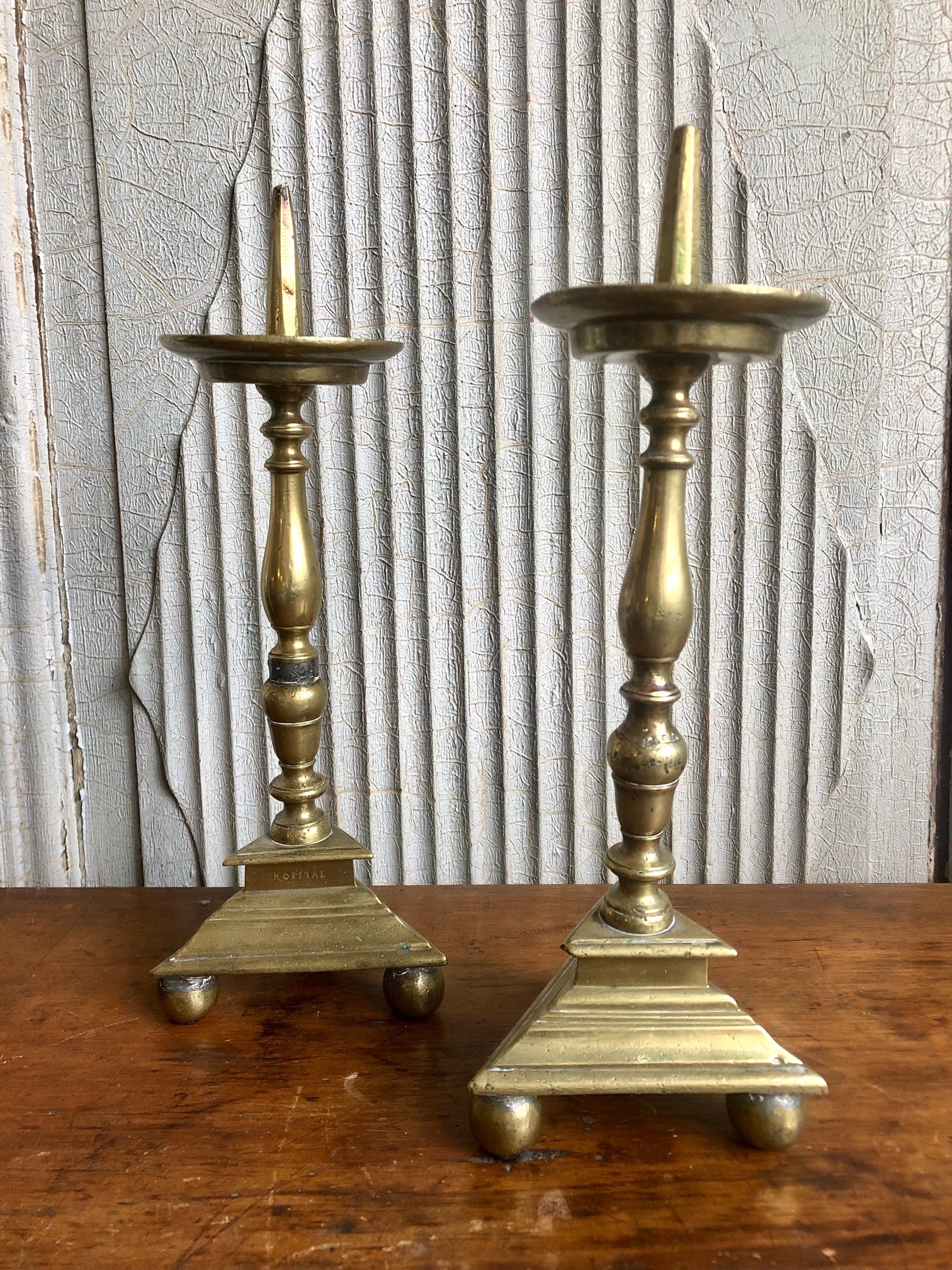 Pair of Early 19th C. Brass Prickets