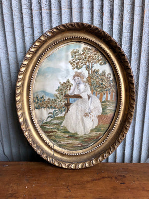 19th C. Framed Silk Embroidery