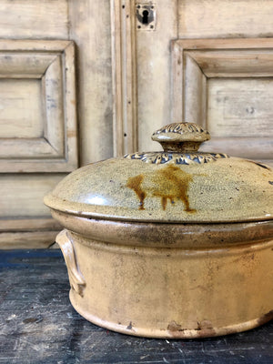 Antique French Terracotta Lidded Dish