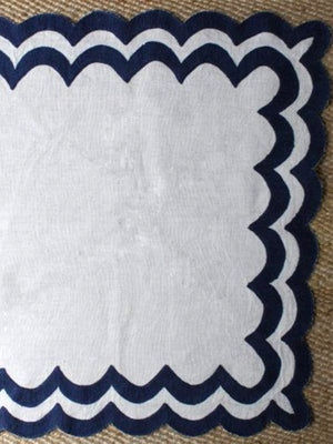 Scalloped Napkins in Indigo - Set of Four