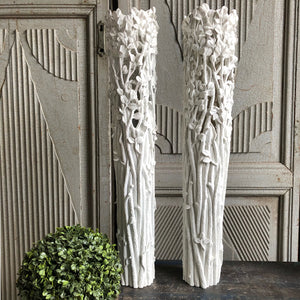 Large White Resin Branch Vases - A Pair