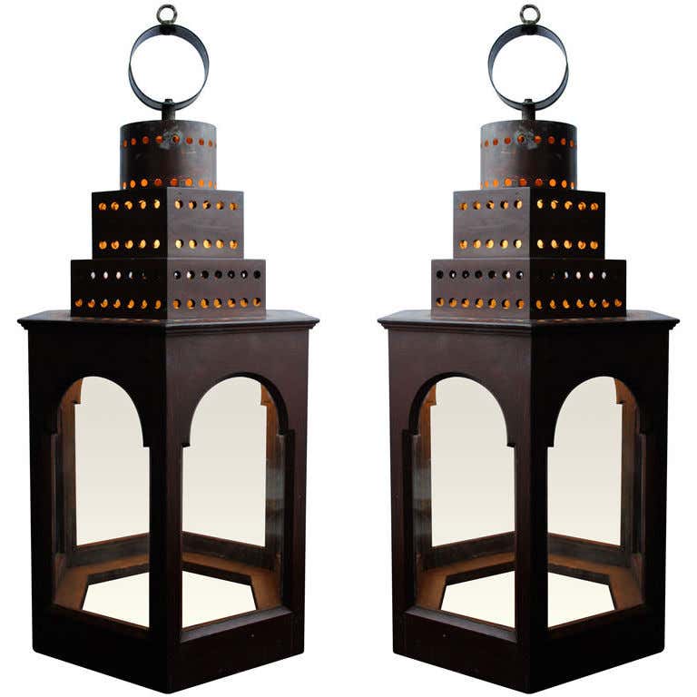 Pair of Wooden Lanterns