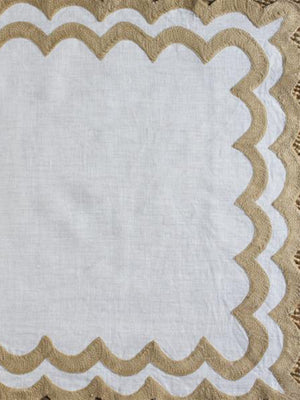 Scalloped Napkins in Sand - Set of Four